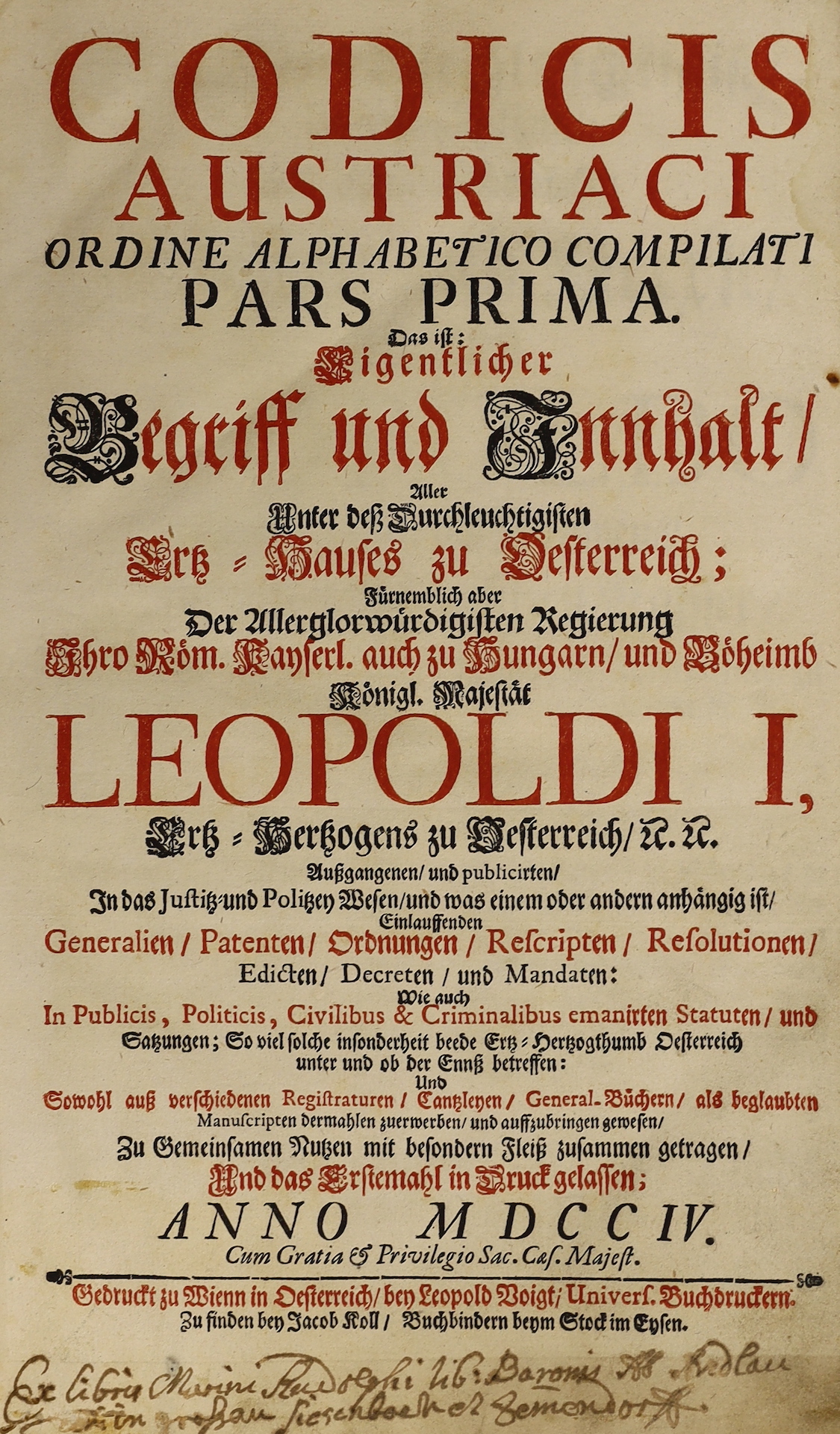 Codicis Austriaci, published 1704, one volume